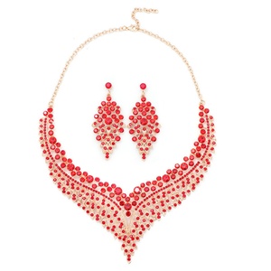 Conjunto de Collar y Pendientes de Aleación Estilo Retro con Cadena para Clavícula, Estilo Palacio, con Cristales y Gemas, Bañado en Oro, para Compromiso - Product Image 5