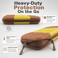 Étui de transport rigide en EVA pour console de jeu, sac de rangement à thème briques rétro avec poignée, poche en filet et fermeture éclair