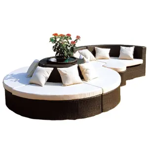 Outdoor PE rattan sofa furniture round shape sofa