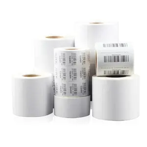 white thermal barcode sticker labels roll no ribbons for shipping product identification barcoding part bins