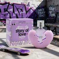 Perfume de mujer de alta calidad, estilo árabe, Dubai, Vietnam, el más vendido, Story of Love, body mist con aroma a corazón púrpura, fabricante, venta al por mayor
