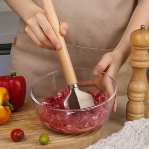 Hachoir manuel 6 lames en acier inoxydable de 11 pouces pour viande et légumes, pilon à viande hachée, presse-purée de pommes de terre, outil à hamburgers, gadgets de cuisine - Product Image 3