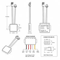 Contrôleur de variateur de lumière LED 12V 24V à installation facile avec capteur de miroir, gradation progressive, connecteur SM-2P et prise en charge de l'espagnol pour coiffeuse