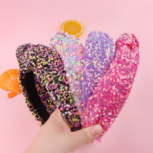 LRTOU بيع بالجملة أحدث صيحات الموضة الأوروبي النساء الشعر اكسسوارات الشعر لطيف الترتر شبكة واسعة معقود عقال للفتيات - Product Image 5