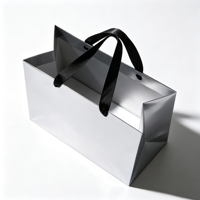 Sacs de courses en papier métallisé recyclé écologique et durable avec poignées en ruban/corde de coton