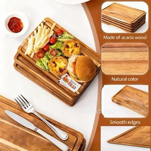 Wooden Square Serving <b>Tray</b> For Steaks <b>Snacks</b> Party Platter Durable Residential Use - Product Image 3