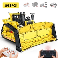 Reobrix 22001 Engin mécanique D11 Bulldozer Grue Camion Électrique en Plastique Kit de Briques RC pour Adultes Ensembles de Blocs de Construction