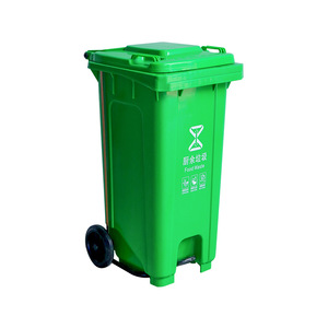 Grande poubelle extérieure en plastique 120L à commande au pied avec roues pour tri des déchets médicaux, rectangulaire en HDPE - Product Image 4
