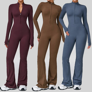 Tute Intere Sportive da <span class=keywords><strong>Donna</strong></span> all'Ingrosso con Zip Frontale per Allenamento, Fitness, Palestra e Yoga, a Zampa d'Elefante - Product Image 2