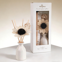 Diffuseur de parfum miniature au meilleur prix, bouteille en céramique blanche, bâtonnets en rotin, boîte cadeau pour fenêtre, étiquette personnalisée pour la décoration de salle de bain