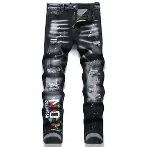 Internationale Station Bestseller Beggar Broek Buitenlandse Handel Elastische Gespikkelde Zwarte Gepersonaliseerde Nieuwe Jeans Voor Mannen