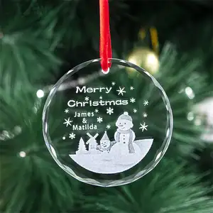 Honor Of Crystal Christmas Round Glass Ornament Crystal Blank Hanging Ornaments Decoration Crystal Glass Pendent