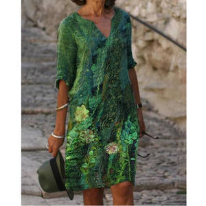 Nuevo Vestido Holgado Vintage con Volantes para Mujer, Estampado Grande, Estilo Bohemio, Casual, Elegante, para Fiesta de Verano - Product Image 3