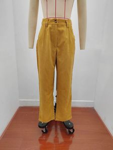 Otoño nuevas mujeres Casual pantalones sueltos Botón de moda coreano de cintura alta de pana pantalones de pierna recta tamaño XL característica antiestática - Product Image 5