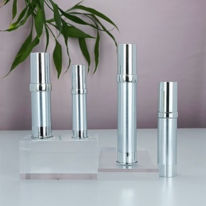 Flacon cosmétique sans air en plastique argenté de luxe 5ml 10ml 15ml 30ml pour soins de la peau avec pompe pulvérisatrice pour lotion - Product Image 2