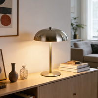 Lámpara de Mesa Portátil Recargable con Forma de Hongo, Inalámbrica, Regulable, de Metal, Funciona con Batería, con Luz Nocturna Táctil para Dormitorio, Bar, Cafetería