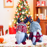 Paigo 2026 Nouvelle Poupée en Peluche Gnome de Noël Rouge et Gris, Père Noël Sans Visage, Créative, avec Bois de Cerf, Ornement Rudolph, Style Européen-Américain