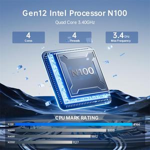 Bán buôn 12th Gen <span class=keywords><strong>Mini</strong></span> PC không quạt công nghiệp N100 Barebone <span class=keywords><strong>mini</strong></span> PC Dual cổng mạng Intel Celeron chịu nhiệt độ cao - Product Image 3