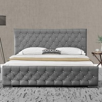 Lit de chambre à coucher en velours de style européen avec coffre de rangement, double taille, décoré de cristaux, personnalisable, pour l'exportation