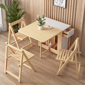 Mesa de Comedor Plegable Estilo Crema para Apartamentos Pequeños, Mesa de Comedor Rectangular con Sillas, Mesa Plegable, Mesa para Comer. - Product Image 3