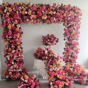 Décoration de scène pour révélation de sexe de bébé, fleurs <span class=keywords><strong>orange</strong></span> et rose, centre de table floral pour mariage, arrangement de fleurs artificielles - Product Image 5