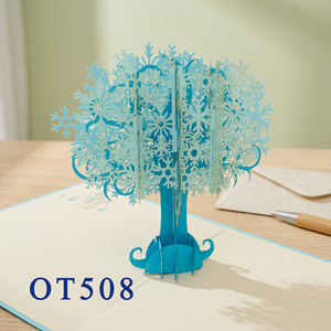 Tendencia 3D hecho a mano Vietnam arte papel Pop tarjeta copo de nieve árbol diseño Offset Impresión logotipo personalizado venta al por mayor regalos artesanías - Product Image 6