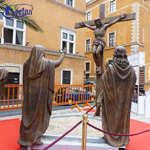 Grande sculpture en bronze de la croix de Jésus, 14 stations du chemin de croix, Jésus crucifié, statues de Jésus en bronze - Product Image 5