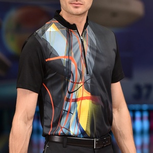 Tùy Chỉnh Chất Lượng Cao Người Đàn Ông Mềm Mại Thoáng Khí Thăng Hoa In Dây Kéo Cao Cổ Activewear Bowling Jerseys T Áo Sơ Mi - Product Image 2