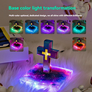 Cruz de Levitación Magnética con Base Bíblica 360 °   Adorno Religioso Cristiano Giratorio y Flotante para el Hogar y la Oficina - Product Image 3