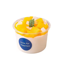 Tasses de yaourt 250ml transparentes de boîte à gâteau en plastique jetable avec des couvercles tasse de dessert en plastique