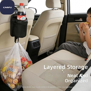 Portavasos para Asiento de Coche CARFU, Bolsa de Almacenamiento de Metal y Poliéster, Diseño Colgante Práctico, Almacenamiento de Bebidas con Capacidad de Carga - Product Image 2