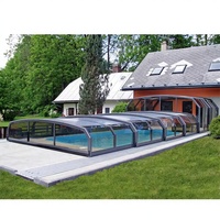 Toit plat rétractable personnalisé pour piscine extérieure 4 saisons à l'abri du vent et de la pluie