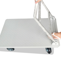 Carro de mano de cuatro ruedas de acero, plataforma de empuje, plegable, almacén móvil