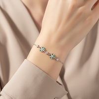 Bracelet en argent sterling 925 avec fleur de marguerite en zircon porte-bonheur, bijoux fins, bracelet en émail pour femmes