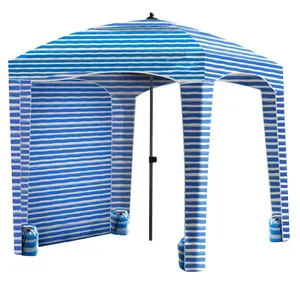 Refugio solar cuadrado portátil con estampado personalizado para exteriores, Cabana de playa con patas de arena