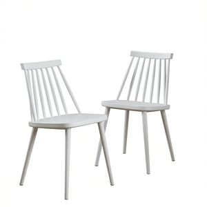 Juego de 2 sillas de comedor modernas de plástico blanco, estilo rústico, muebles para el hogar. - Product Image 1