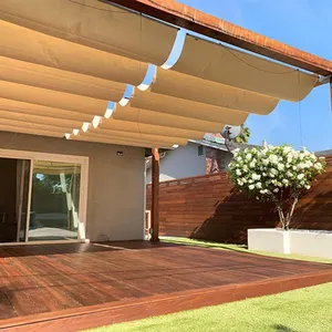 Telescopic Wave Sun Shade Sail Summer UV Resistant Shading Net Garden Pergola Sun Shelter Outdoor Awning With Installation Kit