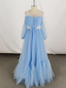 नए डिजाइन फैशन महिला प्रेम आस्तीन के फूल लंबी पोशाक फीता शाम लंबी पोशाक फीता - Product Image 3