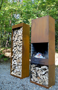 Poêle à bois de luxe en acier Corten, style rustique - Product Image 5