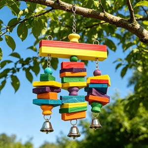 Juguete Resistente de Madera Maciza para Loros con Cadena de Acero Inoxidable, Estimula los Instintos de Masticación y Búsqueda de Alimentos - Product Image 5