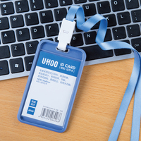 Porte-badge professionnel moderne et portable UHOO, étanche, vertical, en acrylique transparent de haute qualité, avec support TPR pour cartes d'identité