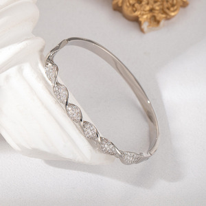 Twisted Zirconium Bangle For Women Gold And Silver Open Design Light Luxury Jewelry Fashion <b>Bracelet</b> - Product Image 3
