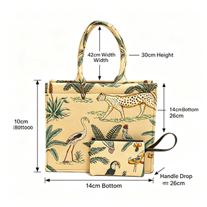 Jungle Animal Print Canvas <b>Tote</b> <b>Bag</b>, Large Capacity Shoulder Handbag with <b>Small</b> PouchReusable Shopping <b>Bag</b> - Product Image 2