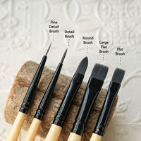 Ensemble de pinceaux à ongles japonais avec manche en bois couleur thé, poils en nylon, pour manucure française ovale et liner, outils de précision pour le gel et le nail art