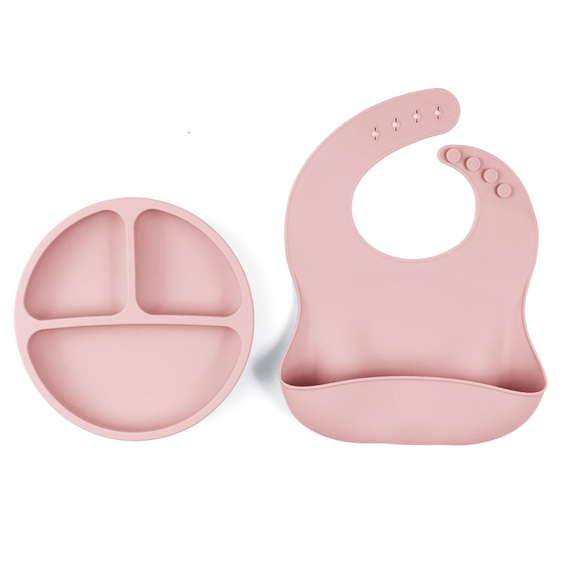 Baby Plate + Baby Bib (Pink 1525 #)
