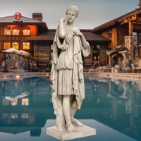 Statue Diana de chasseur en marbre grandeur nature sculptée à la main en pierre naturelle de jardin