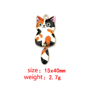 Breloques chat en émail Kawaii mignonnes avec queue mobile, pendentifs chaton plaqués or pour la fabrication de bijoux et de porte-clés DIY