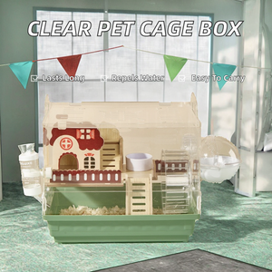 Maisonnette pour petits animaux en acrylique transparent |   <span class=keywords><strong>Cage</strong></span> d'intérieur résistante à l'eau avec cadre en fer, plateau et boîte en plastique pour hamster - Product Image 2