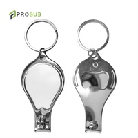 Prosub multi-usages coupe-ongles porte-clés avec ouvre-bouteille blanc bricolage Logo Sublimation coupe-ongles porte-clés
