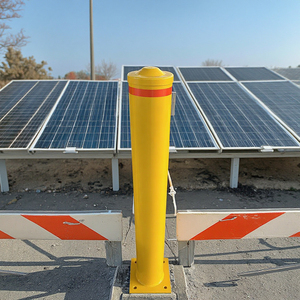2025 Úc nóng bán tiêu chuẩn Úc <span class=keywords><strong>bollards</strong></span> trang trí bollard bột màu vàng tráng với bollard cơ sở tròn - Product Image 1